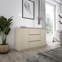 Kommode, 2 Türen & 3 Schubladen, Beige, 120 x 39 x 78 cm