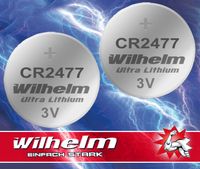2 x CR2477 WILHELM Lithium Knopfzelle 3V 1070 mAh ø24 x 7,7 mm Batterie DL2477