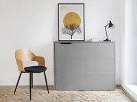 MIRJAN24 Schreibtisch Work Concept CW-01, Klappbarer Eckschreibtisch mit Rollen zum einfacheren Aufklappen ausgestattet, interne Regale (Farbe: Grau, Seite: Rechts)