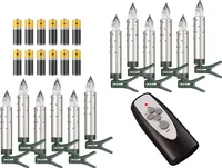 2-er Set Weihnachtsbaumkerzen ✔ kabellos ✔ Timer ✔ Dimmfunktion ✔ Flacker-Modus ✔  inkl. Batterien ✔ Weihnachtsbeleuchtung für Innen & geschützten Außenbereich (Silber mit Glas-Steinen)