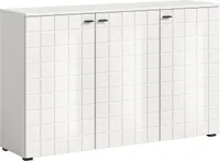 Sideboard >Monte< in Weiß / Weiß Hochglanz - 138x86x37cm (BxHxT)