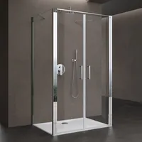 doporro Duschkabine U-Form 80x100x80cm Duschabtrennung in chrom zwei Drehtüren ESG-Sicherheitsglas Klarglas mit Nano-Beschichtung Ravenna66UK