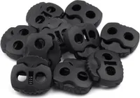 10 Kordelstopper mit zwei Löchern 20x20mm, Durchzug 5mm - 35 Farben