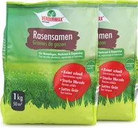 2x1 kg VERDURMAX® Rasensamen schnellkeimend in RSM Qualität, Grassamen ideal für Neuansaat