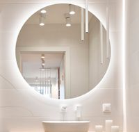 BD ART LED Badspiegel Rund Luna 60 cm, Wand Badezimmerspiegel mit Beleuchtung, Lichtfarbe Kaltweiß 6000K, IP44
