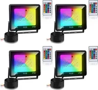 Jopassy 50W LED-Strahler RGB Außenstrahler mit Fernbedienung RGB LED Strahler LED Scheinwerfer RGB 4 Stück