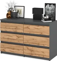 STIV Möbel | Kommode / Sideboard mit 6 Schubladen - Eiche Wotan, H 71cm B 100cm T 33cm