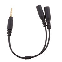 Audio Adapter 3,5 mm Klinken-Buchse auf 2 x 3,5 mm Klinken-Stecker - Y Splitter Audio Kabel mit Mikrofon und Kopfhörer Stecker,schwarz