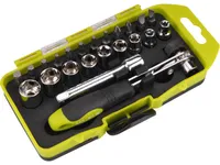 EXTOL CRAFT 53090 wkrętak z grzechotką z nakrętkami i końcówkami, zestaw 23 szt