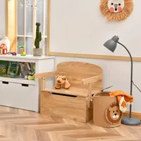 COSTWAY 3 in 1 Kinder-Aktivitätstisch Set mit Schreibtisch Sitzbank Aufbewahrungsbox, Kinder Sitzgarnitur Holzspielzeug Bank für Kindergarten Spielzimmer 60x34x57cm