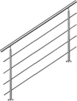 Bc-elec - AHM1204 Schodiskové zábradlie 120 cm, balkón, zábradlie, nerezové zábradlie so 4 priečkami, plochá alebo šikmá montáž