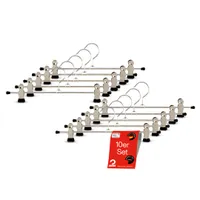 MAWA Kleiderbügel mit Clips, 10er-Set, rutschfest, 40 cm, Schwarz, drehbar
