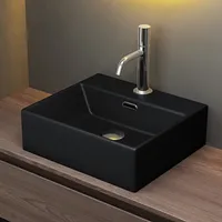 Mai & Mai Waschbecken keramik Aufsatzwaschbecken Hängewaschbecken Waschtisch mit Nano-Bechichtung BTH: 40x36x13cm Schwarz Matt