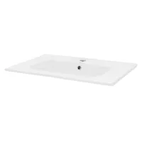 LuxeBath Waschbecken Aufsatzwaschbecken Eckig, 71x46x16,5 cm, Weiß, aus Keramik