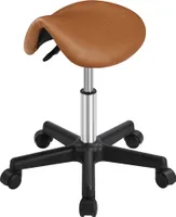 Yaheetech Sattelhocker Rollhocker Arbeitshocker Drehhocker Praxishocker Bürohocker Hocker mit höhenverstellbaren 5 Rollen Braun