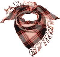 styleBREAKER Damen XXL Strick Dreiecksschal mit Glencheck Karo Muster, Fransen, Winter Schal, Tuch 01018160