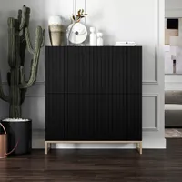 Nowoczesna Komoda RTV Glamour Szafka RTV Glamour Czarny Mat 112 cm ryflowane fronty