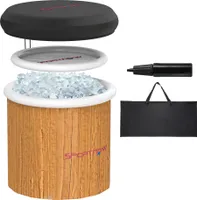 SPORTNOW Eisbad Eisbadewanne, 300 Liter aufblasbare Eistonne mit Abdeckung, Tragetasche, Luftpumpe, für Sportler & Anfänger Braun