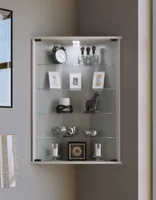 VCM Glasvitrine hängend | Vitrine Glas mit ESG-Sicherheitsglas | Maße ca.  H. 88 x B. 67 x T. 23 cm (ohne Füße)  | Hängevitrine Glas | Modern und platzsparend | Glas Vitrinenschrank - Vecko