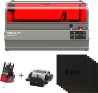 Creality Falcon 2 Pro 60W Graviermäschine Geschlossen, mit Air Assist Kit, Automatischem Luefter, Kamerapositionierung und 6 schwarze Holzplatten