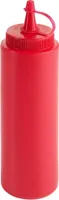 Contacto Quetschflasche 0,25l, Ø5 x H19cm, Ketchupflasche unbedruckt, Kunststoff, Schraubdeckel und Verschlusskappe, spülmaschinengeeignet, rot