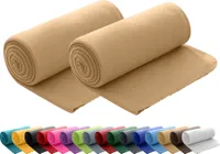 wometo 2er Set Polar Fleecedecke 130x160 cm, OEKO-TEX ca. 400g Gewicht, mit Antipilling & Kettelrand - Farbe beige hellbraun