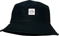 Fischerhüte,Bucket Hat Baumwolle Uni Faltbar Anglerhut Zum Wandern Camping Reisen Angeln 56-58cm,Schwarz