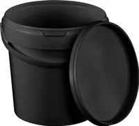 BenBow Eimer mit Deckel 1L x1 Schwarz - lebensmittelecht, stabil, luftdicht, auslaufsicher, geruchsneutral - Plastikeimer mit Henkel - leer
