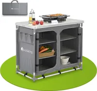 Juskys Campingküche faltbar mit Tragetasche - Outdoor Camping Küche Campingschrank klappbar - faltbare Küchenbox - Grau