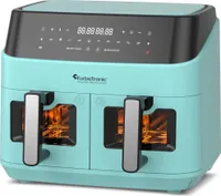 TurboTronic Heißluftfritteuse XXL doppel Airfryer 1600W / 9L (2x 4,5L Kammer) 10 Programme digitale Heißluft Fritteuse ohne Fett Öl Dual Luftfritteuse Air Friteuse Power