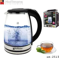 Hoffmans 2 Liter Glas Wasserkocher Teekocher 2000 Watt mit LED Beleuchtung HM-2513 Schwarz