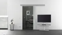 SADORA® Schiebetür komplett mit Laufschiene & Muschelgriffen & Glas Rekursiv Design - R) - SADORA BASIC Beschlag, 775 x 2050 mm Glasschiebetür alles  Germany