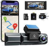 3 Lens Dashcam 1440P + 1080P + 1080P Auto Kamera mit WiFi GPS 4K Kamera vorne Super Nachtsicht Parküberwachung Loop-Aufnahme WDR G Sensor 3.19Zoll IPS Bildschirm für Uber Taxis Azdome M550