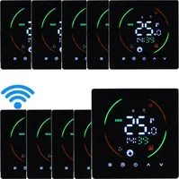 15x Smart Tuya WiFi Thermostat Raumthermostat fuer 3A Warmwasserbereitung Fussbodenheizung, Programmierbarer Temperaturregler LCD Wandthermostat, Schwarz
