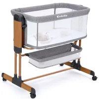 Ezebaby Beistellbett, 3 in 1 Babybett Babywiege für Neugeborene, Schaukelbettchen mit Rädern, 7 Höhen