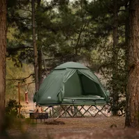 SoBuy OGS32-L-GR Campingzelt 2 Personen 4-in-1 Feldbett mit Wurfzelt Schlafsack und Luftmatratze Wasserdichtes Iglu-Zelt mit Tragetasche Luftpumpe