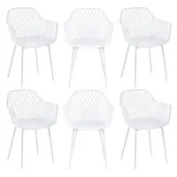 H.J WeDoo 6er Set Esszimmerstühle Gartenstuhl , Outdoor Stuhl mit Armlehne, Armlehnensessel Loungesessel Lehnstühle, Gartenstühle 120 kg , Weiß