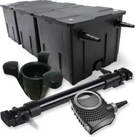 SunSun 3-komorová filtračná súprava 90000l 72W UVC 6er jazierkový odkalovač NEO10000 80W čerpadlo skimmer