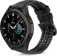Strap-it Samsung Galaxy Watch 4 Classic 46mm Silikon-Lederarmband (Schwarz)
