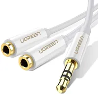 UGREEN AV141 3,5 mm samec na dvojitý 3,5 mm samec pre slúchadlá (biely)