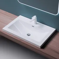 Mai & Mai Einbau-Waschbecken Waschschale Waschtisch Mineralguss Weiß Rechteckig 1 Armaturenloch Überlauf-Funktion Breite: 76,5cm Col01