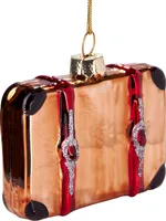 BRUBAKER Reisekoffer - Handbemalte Weihnachtskugel aus Glas - Christbaumschmuck Figuren lustig Deko Anhänger Baumkugel - 7 cm