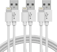 3x Lightning nabíjecí kabely pro iPhone, iPad a iPod – USB Lightning 2 Meter / 3 Pack