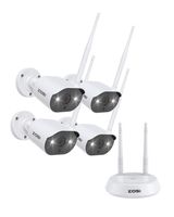 ZOSI 5MP WLAN Überwachungskamera mit Basisstation, 4er WLAN Kamera Set, 2-Wege-Audio, Personenerkennung, Farb-Nachtsicht, Plug-in Strom