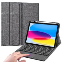 Fintie Tastatur Hülle für iPad 10. Generation 2022, iPad 10 Generation Hülle mit magnetisch Abnehmbarer Deutscher Tastatur und Touchpad Keyboard mit QWERTZ Layout, Grau