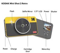 Kodak MINI SHOT Combo 2 Retro C210R 10 Megapixel Sofortbildkamera, CMOS-Sensor, 4,32 cm (1,7 Zoll) Display, NO