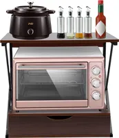 2-poziomowa półka na kuchenkę mikrofalową z szufladą Półka kuchenna Uchwyt na kuchenkę mikrofalową Stojak na kuchenkę mikrofalową 54*35*50cm (dąb+czarny)