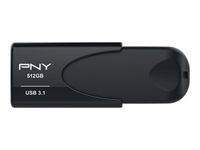 PNY Attache 4, 512 GB, USB Typ-A, 3.2 Gen 1 (3.1 Gen 1), 80 MB/s, Ohne Deckel, Schwarz