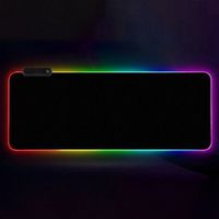 RGB-Gaming-Mauspad XXL, großes RGB-Mauspad mit 14 Beleuchtungsmodi 7 LED-Farben vernähte Kanten wasserdicht rutschfest verbesserte Präzision komplett schwarz 800 x 300 mm