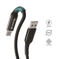 Crong Armor Link – USB-A auf USB-C 60 W 3 A geflochtenes Kabel, Schnellladung, 25 cm (schwarz)